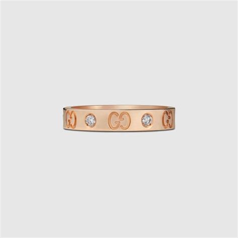 Thin rose gold diamond Icon ring 